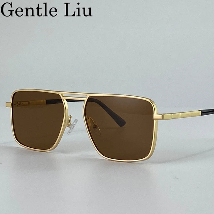 Gafas de sol punk cuadradas de gran tamaño para hombre 2026, marca de lujo, retro, doble puente, gafas de sol para hombre, estilo Steampunk, para conducir, protección UV400