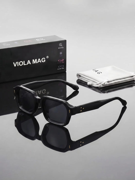 VIOLA MAG Retro Rectangular Glasses, Small Frame Business Daily Casual Glasses, with Glasses Bag