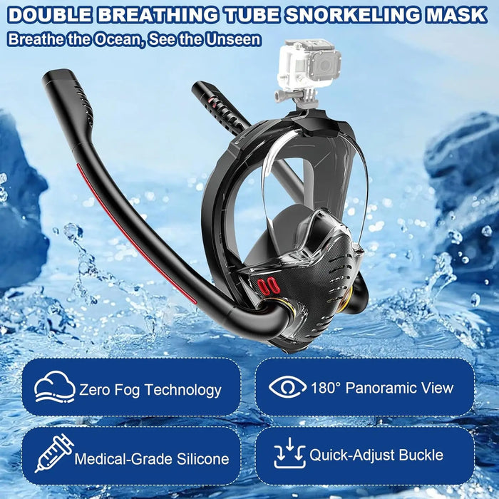 Snorkeling Mask Set, Adult Swimming Fins Set, Silicone Fins, Universal and Adjustable—Snorkeling Gear for a Summer of Fun