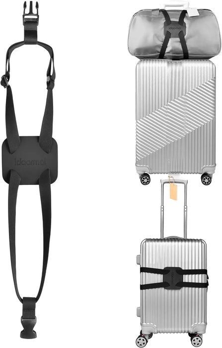 Correas de equipaje elásticas para bolsos, correas ajustables para maletas, cinturón elástico para maletas, fácil de viajar, correa elástica para maletas (negro)