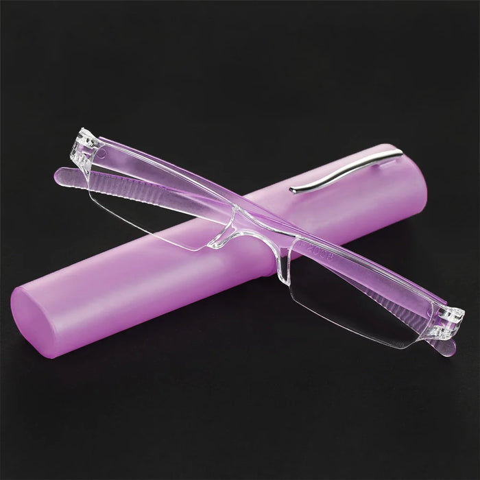 1PC Mini Portable Metal Reading Glasses With Case Vision Care Retro Light Weight Resin Lens Readers Presbyopic Eyeglass+1.0~+4.0