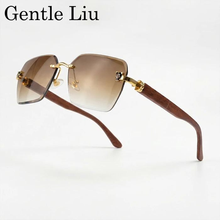 Rimless Square Men Sunglasses 2026 Luxury Polygon Photochromic Sun Glasses Male Driving Shades Punk Cut Lenses Frameless Eyewear
