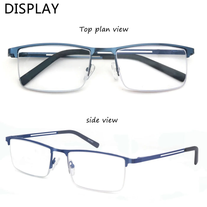 Blue Light Reading Glasses Men Computer Readers Anti Glare Metal Frame with Spring Hinge UV400 Protection Eye Strain Relief
