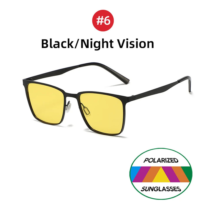 VIVIBEE Gafas de Sol Clásicas Rectangulares Polarizadas para Hombre, Negro Mate, UV400, de Moda, Cuadradas, con Bisagra de Resorte, para Conducir