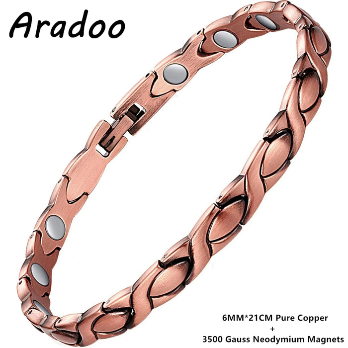 ARADOOPure Copper Bracelet for Women 99.99% Magnetic Therapy Jewelry, Vintage Style Gift for Her