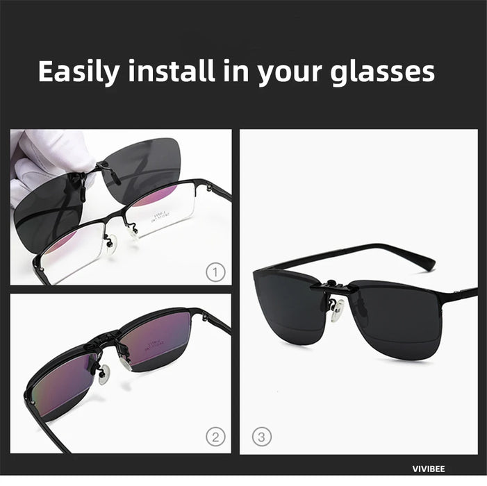 VIVIBEE Lunettes de soleil à clip unisexe pour homme polarisées, pour femme, pour la vision nocturne, la pêche, UV400, pour l l'extérieur
