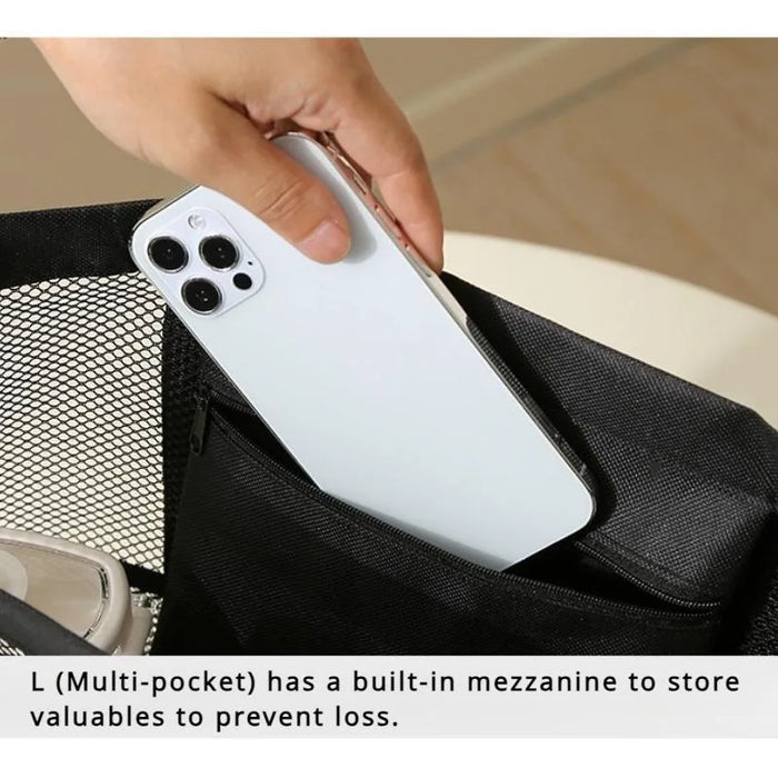 Bolsa de almacenamiento portátil de malla, organizador de ducha colgante para artículos de tocador y baño. Gran capacidad para playa, piscina, gimnasio y viajes.