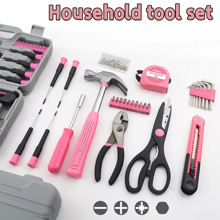 62 Piece Multifunctional Portable Home Repair Tool Kit with Hammer Pliers Wrench Screws Ideal DIY Gift for Men Women Fathers Day