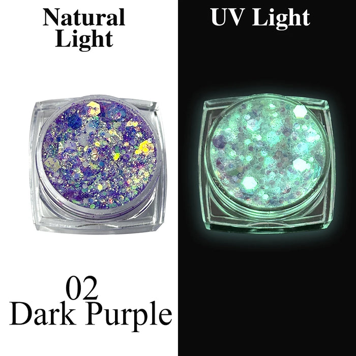 Luminous Glitter Gel Face Body Art Makeup UV Glow in The Dark Waterproof Long Lasting for Party Rave Festival Cosmetic Tool