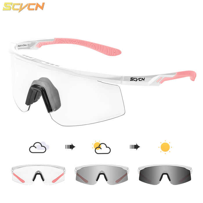 SCVCN Outdoor Photochromic Sunglasses Men Women Bicycl Cycling Glasses Sports MTB Driving Bike Eyewear Hiking UV400 Goggles New