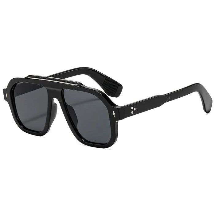 New Retro Leopard Square Frame Women Sunglasses Y2K Luxury Brand Personality Rivet Frame Design Outdoor Punk Men Glasses UV400