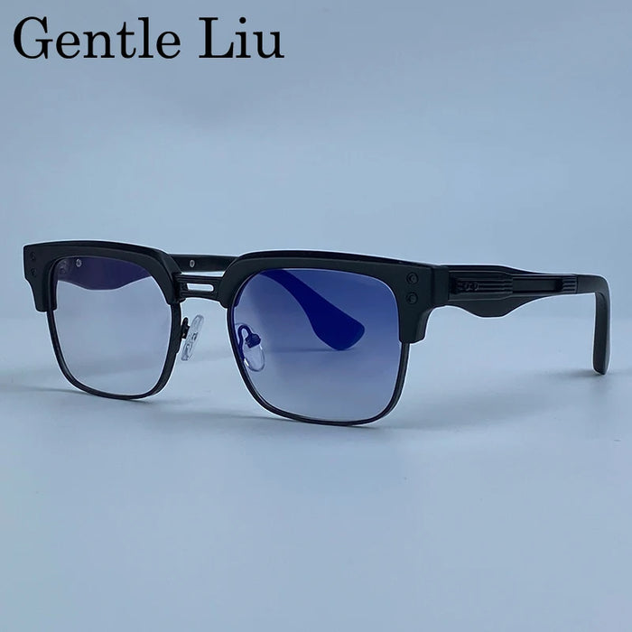 Retro Photochromic Classic Square Punk Sunglasses Men Metal Frame Driving Sun Glasses Male Vintage Luxury Brand Eyewear Shades