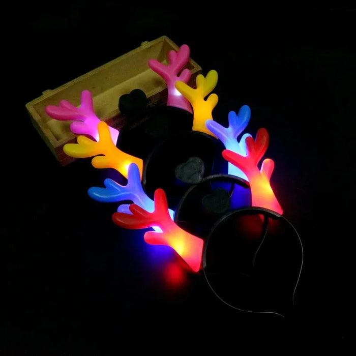 10pcs Adult Kids LED Glow Party Sequin Cat Bunny Crown Flower Headband Halo Light Up Wreath Hairband Birthday Gift Wedding