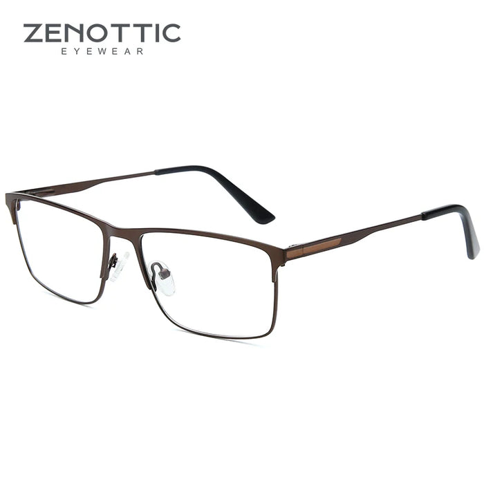 ZENOTTIC Gafas de Prescripción Progresivas de Titanio para Hombres Cuadradas Anti Luz Azul Fotocromáticas Gafas Ópticas para Miopía