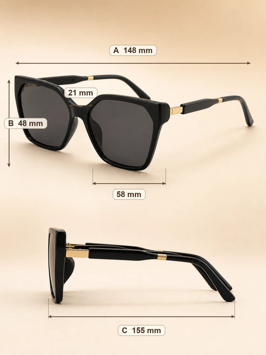 Gafas de sol de ojo de gato cuadradas de alta gama con costura de borde dorado en las patas, gafas de sol de lujo ligero para mujer