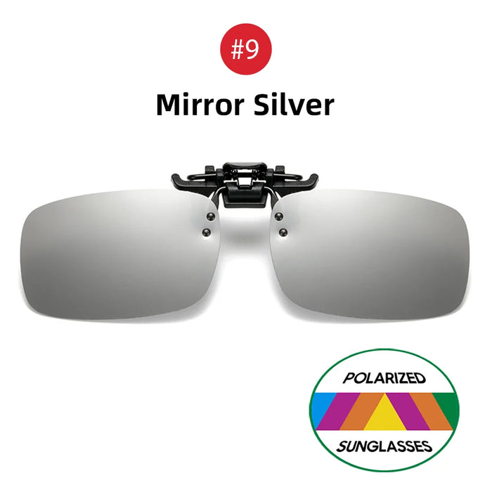 VIVIBEE Classic Flip Up Clip on Sunglasses Fishing Men Square Polarized Lens Night Vision Driving UV400 Women Glasses