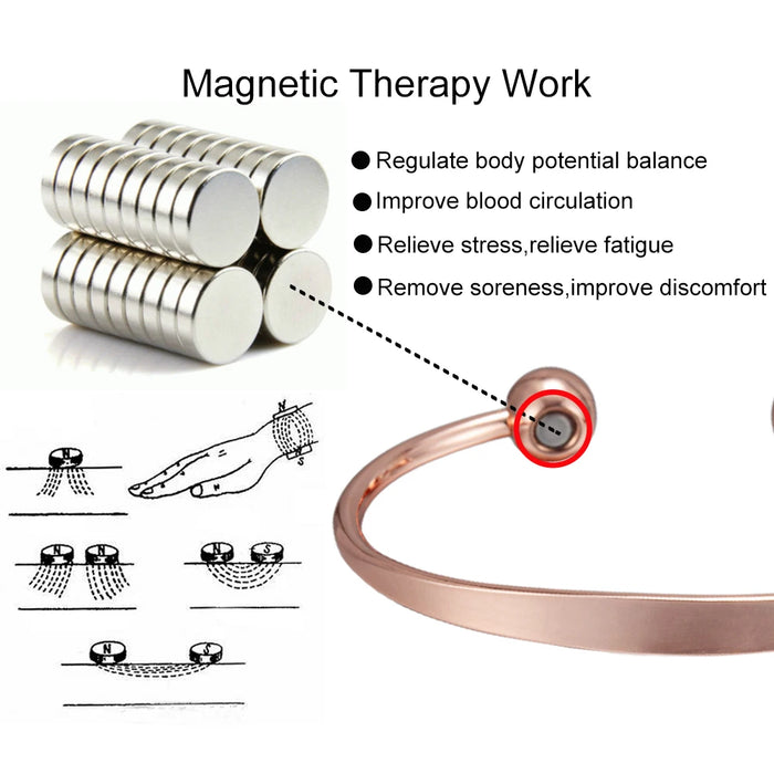 Vinterly Pure Copper Bracelets Magnetic Shiny Adjustable Bangles Arthritis Pain Relief Health Magnet Jewelry Anti Radiation