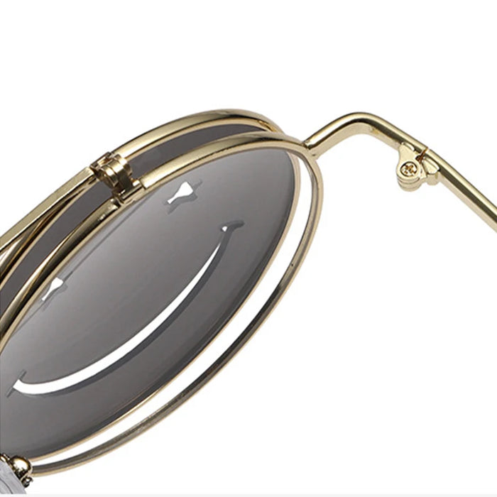 Gafas de sol abatibles con cara sonriente a la moda para mujer, estilo océano, puente nasal ajustable, protección UV400