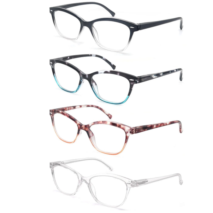 MODFANS Gafas de lectura para mujer, rostro pequeño, marco clásico, gafas elegantes con bisagra de resorte, gafas de presbicia