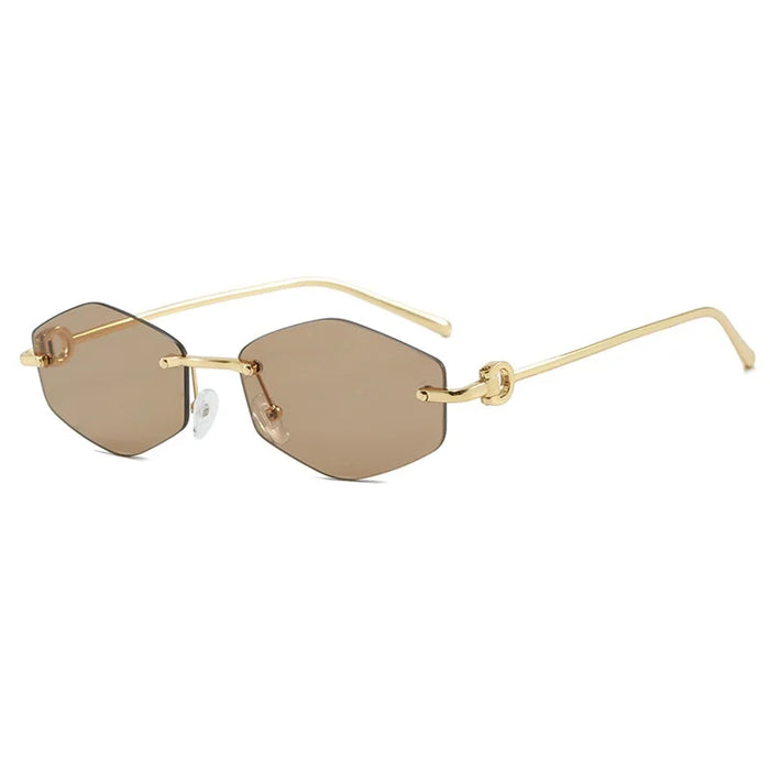 Rimless Diamond Sunglasses Square Women Men Retro Sun Glasses Brand Designer Eyewear UV400 Shades Oculos Female Gafas