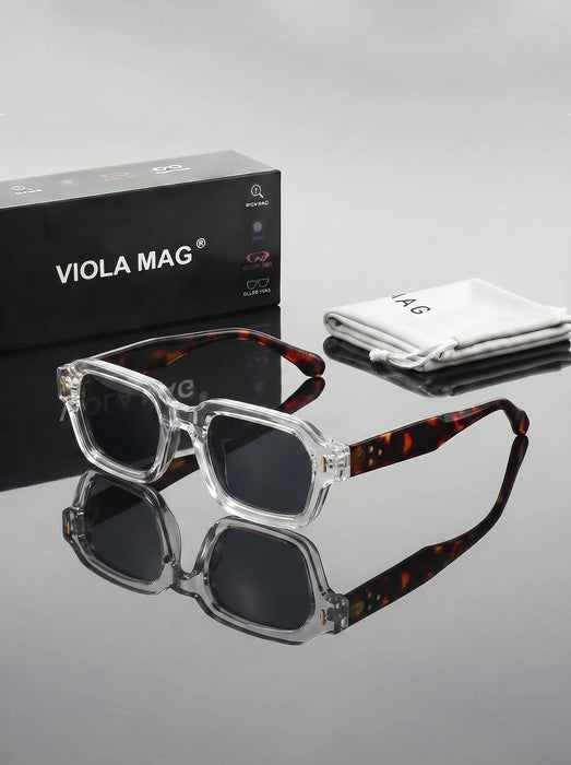 VIOLA MAG Retro Rectangular Glasses, Small Frame Business Daily Casual Glasses, with Glasses Bag
