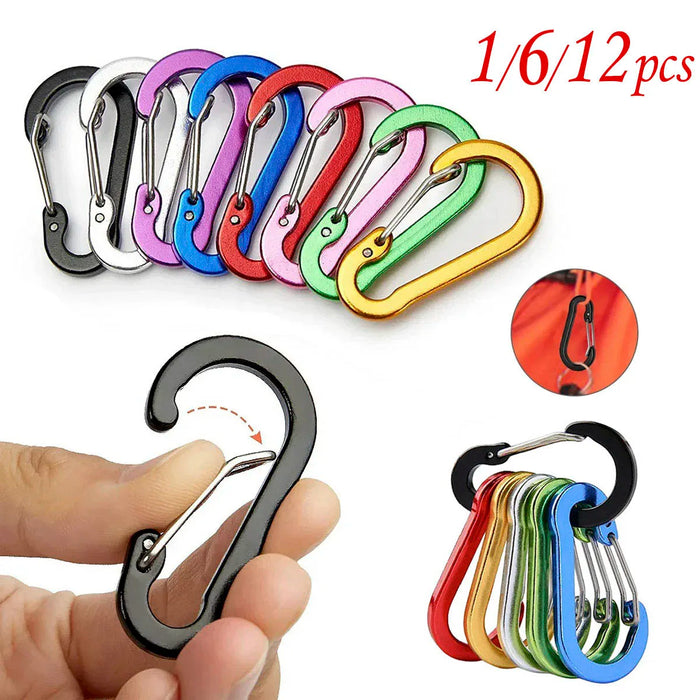 1/6/12 piezas Mosquetón de aluminio Clip Llavero Mosquetones Bloqueo Hebilla Broche Herramienta múltiple para exteriores Mochila Senderismo Pesca Gancho
