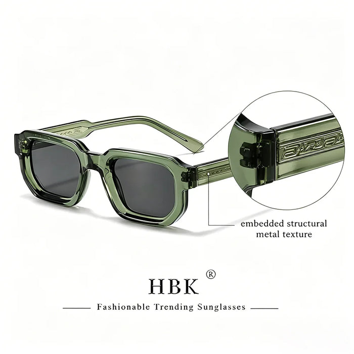 HBK New Fashion Small Frame Men Sunglasses Polygon Cupronickel Core Insert Leg Sun Glasses Outdoor Party Vacation Travel