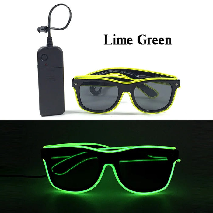 Lunettes lumineuses pour artistes de boîte de nuit Lunettes LED Fête Danse Rave Noël 6V LED Lunettes de soldat futuristes Lumières néon