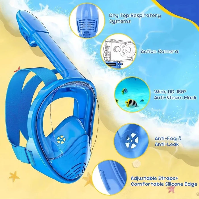 Easy to Wear Foldable Snorkeling Mask Anti Fog Anti Leak Full Face Snorkel Mask Soft Silicone Diving Mask Snorkeling