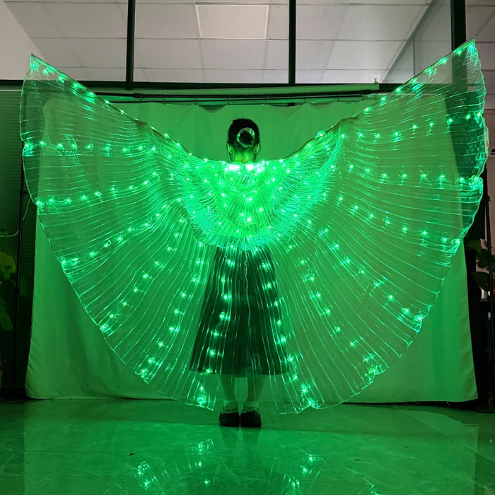 LED Light Up Belly Dance Wings Glowing Fairy Wings Luminous Butterfly Isis Wing Performance Dance Party Rave Costumes