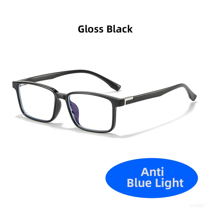 VIVIBEE Classic Square Blue Light Blocking Glasses TR90 Men Women Office Anti Light Black Eyeglasses Computer Filter Goggles