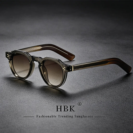 HBK Retro Gafas de Sol Pequeñas Redondas para Hombre, Estilo Grueso de Alta Calidad para Mujer, Gafas Decorativas para Viajes al Aire Libre, Negocios, Conducir, UV400