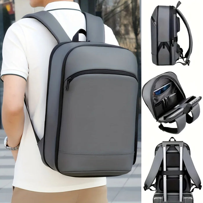 Guangzhou-made single-piece men's solid color expandable business backpack with durable zipper and multiple compartments