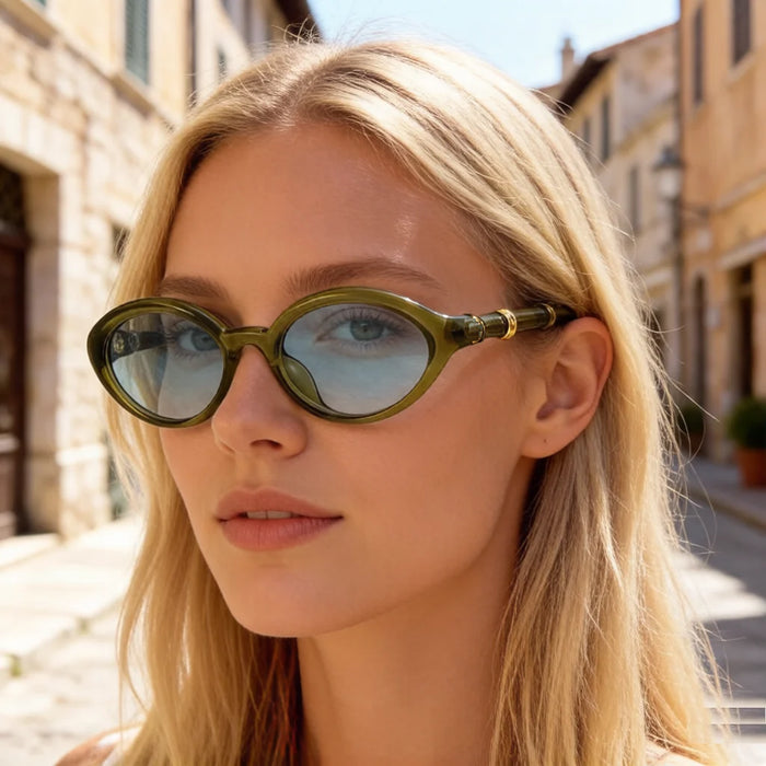 Retro Small Oval Sunglasses Women Men Rivets Shades Fashion Eyewear Luxury Sun Glasses UV400 Brand Oculus Female Gafas