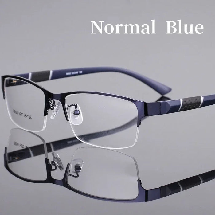 Business Men's Photochromic Myopia Glasses Unisex Half Frame Square Near Sight Eyeglasses Optical Prescription Minus Eyewear