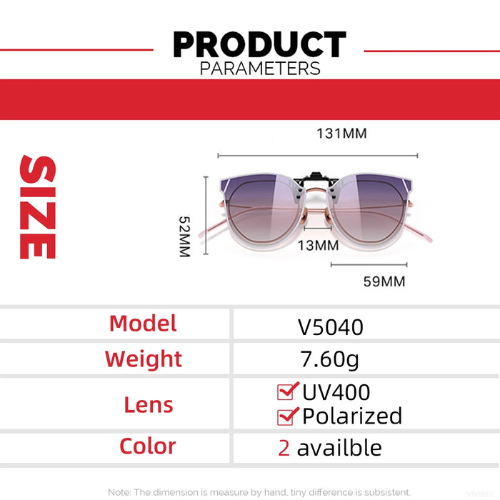 Gafas de sol de mujer VIVIBEE estilo ojo de gato degradadas con clip, gafas de sol polarizadas de gran tamaño para conducir de mujer, gafas moradas