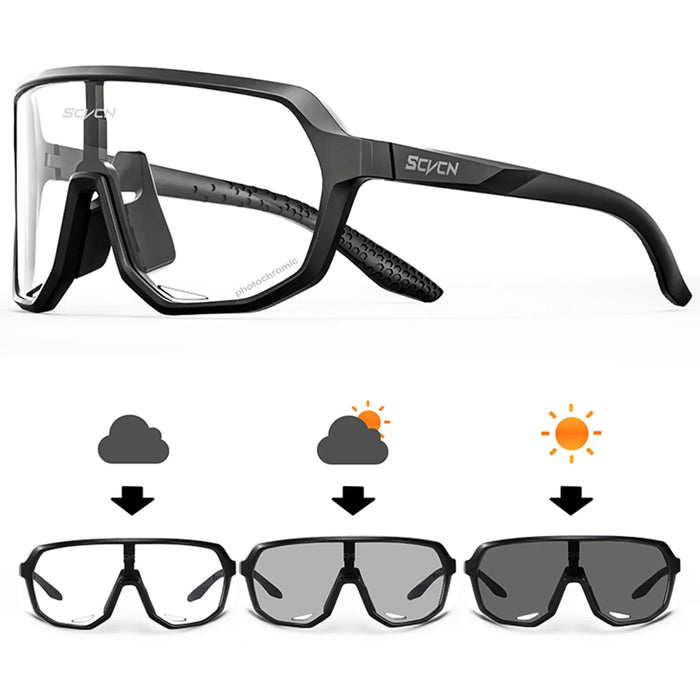 Scvcn Cycling Glasses Photochromic Mens Bike Sunglasses for Mountain Bicycle Eyewear Cycle Goggles Sports UV400 Polarized MTB