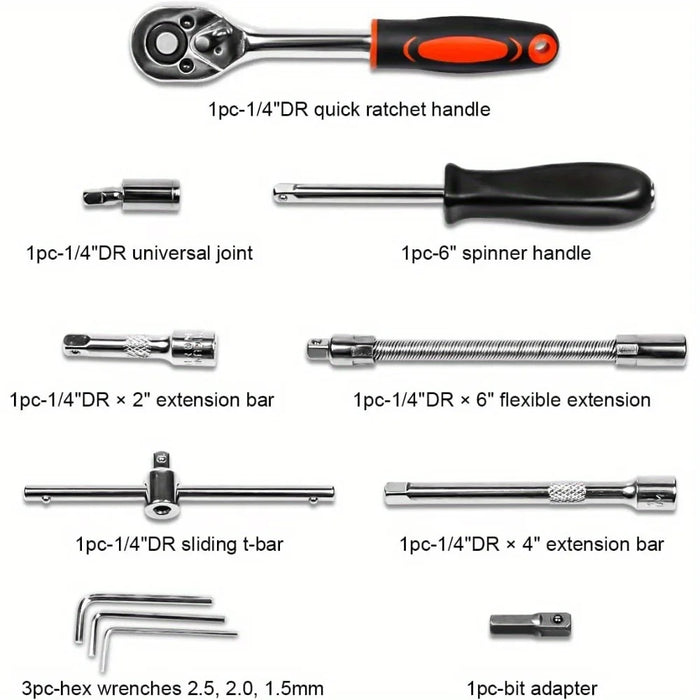 2025 New 46 Piece Auto Repair Combination Ratchet Wrench Vehicle mounted Socket Maintenance Tool Set with Storage Tool Box