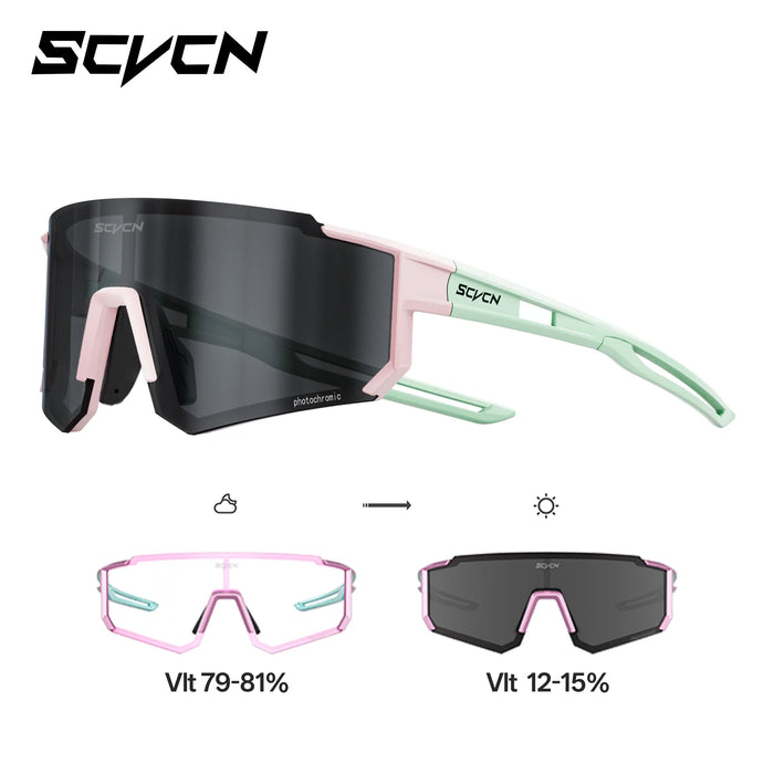 SCVCN New Photochromic Night Riding Glasses Outdoor Sport UV400 Travel Camping Sunglasses Men Women MTB Bike Cycling Glasses