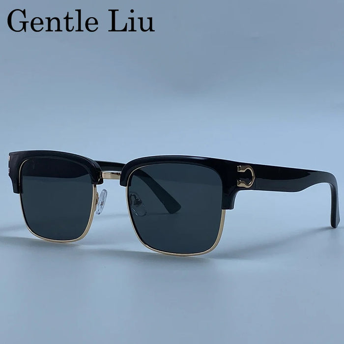 Gafas de sol fotocromáticas cuadradas vintage para hombre, de lujo, de diseñador, montura negra dorada, gafas de sol retro para conducir, Oculos De Sol 2026