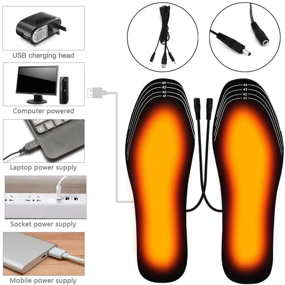 USB Heated Insoles for Shoes Electric Foot Warming Pad Winter Feet Warmer Sock Mat Outdoor Sports Shoe Heating Insole