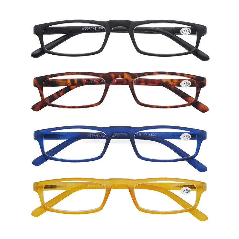 4 Paires Reading Glasses for Men Women Narrow Square Frame Readers Eyeglasses Spring Hinge with Diopter