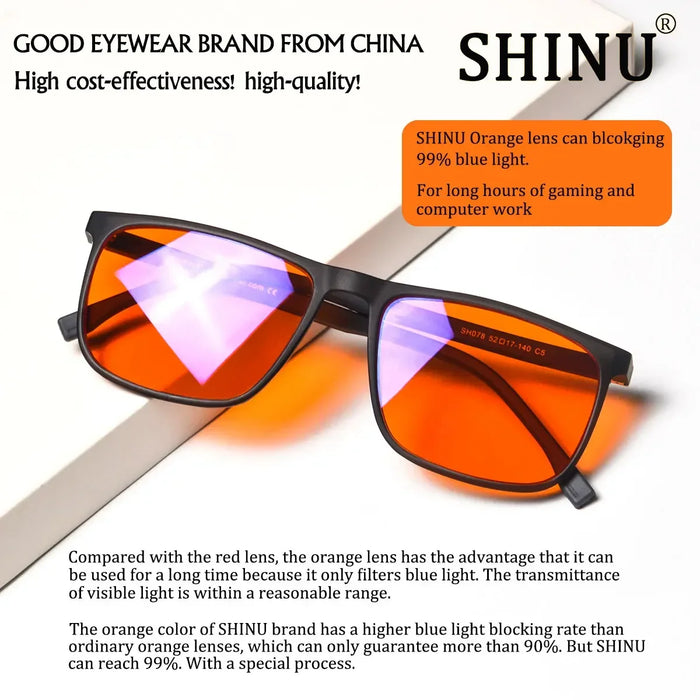 SHINU Gafas de bloqueo de luz azul para un buen sueño, lentes rojas para hombres, luz antigreen, elimina la fatiga ocular, gafas Bluelight 078RD