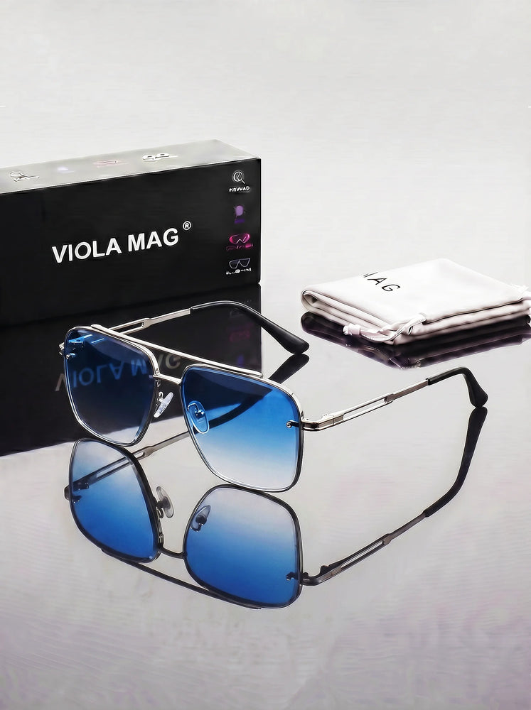 Gafas de sol de aviador con doble puente de estilo retro de lujo VIOLA MAG, gafas de piloto prémium, gafas de sol cuadradas de diseñador de moda con protección