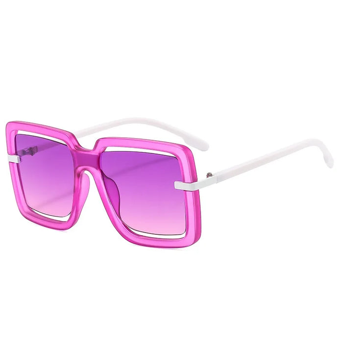 New Oversized Square Sunglasses Women Hollowed-out Boundless Vintage Designer Sun Glasses Shades UV400 Men Luxury Male Female
