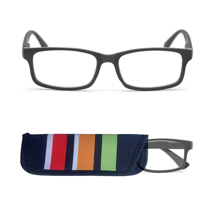 MODFANS Rectangular Classic Matte Frame, Solid-Color Temples, Reading Glasses for Men and Women, Prescription +1.0 to +4.0.