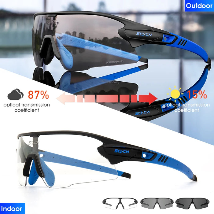 SCVCN Mountain Bicycle Glasses Sports Men's Sunglasses Photochromic Cycling Goggles MTB Road Running UV400 Protection Eyewear