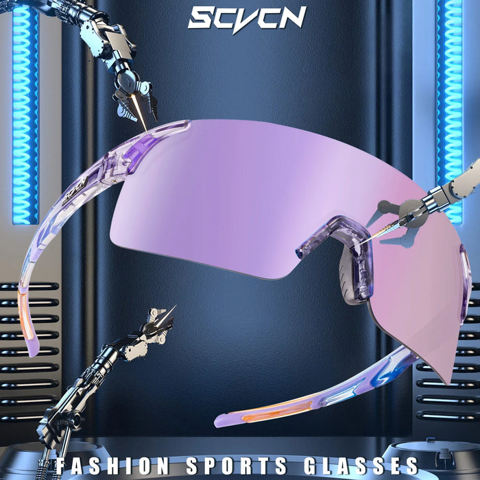 SCVCN New HD Cycling Sunglasses Sports Running Glasses Men's Women Mountain Bicycle Glasses Outdoor UV400 Bike Eyewear