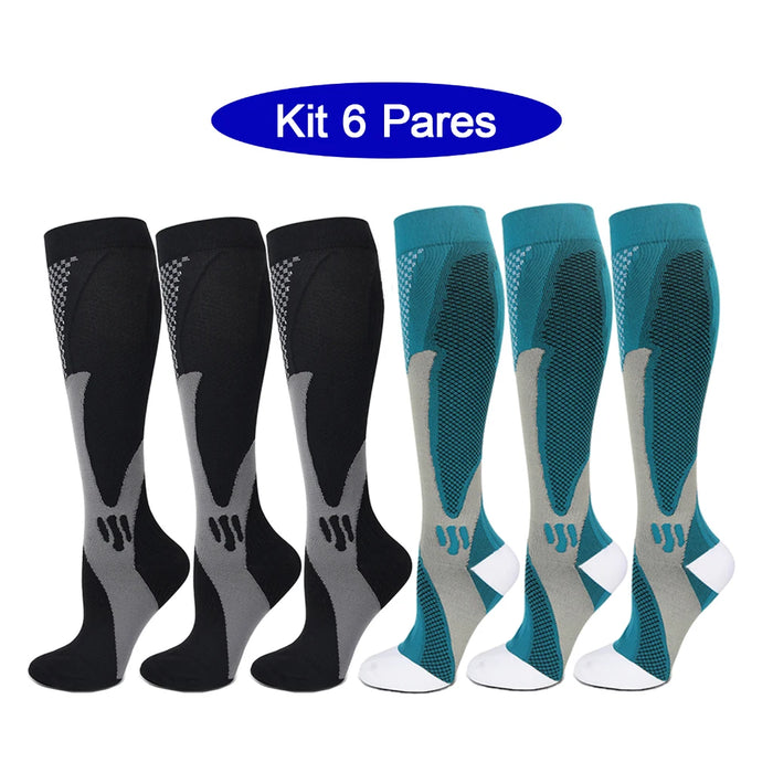6Pairs Compression Socks 20-30mmHg High Stockings Men & Women Sports Marathon Cycling Football Varicose Veins EU35-45