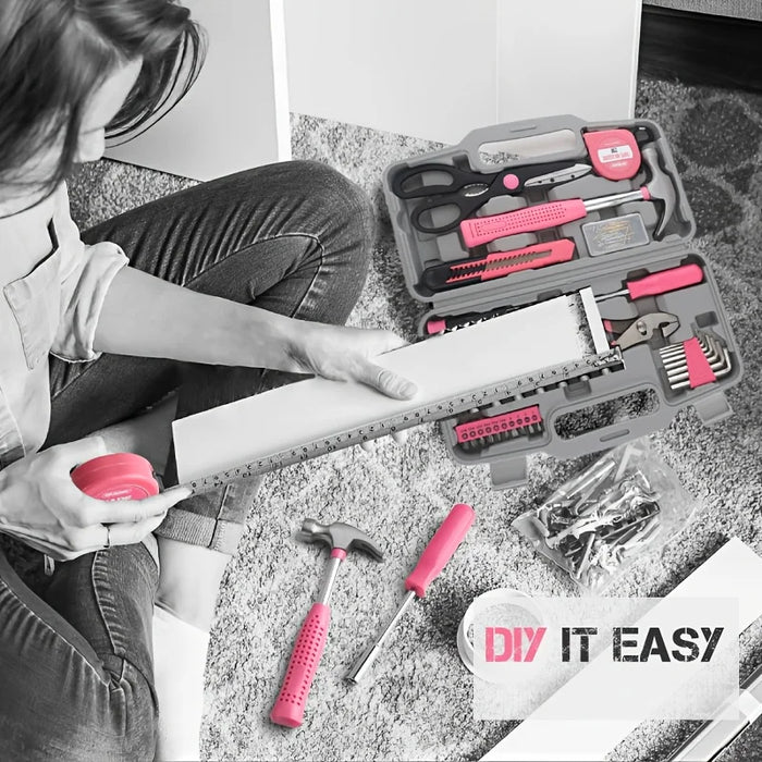 62 Piece Multifunctional Portable Home Repair Tool Kit with Hammer Pliers Wrench Screws Ideal DIY Gift for Men Women Fathers Day